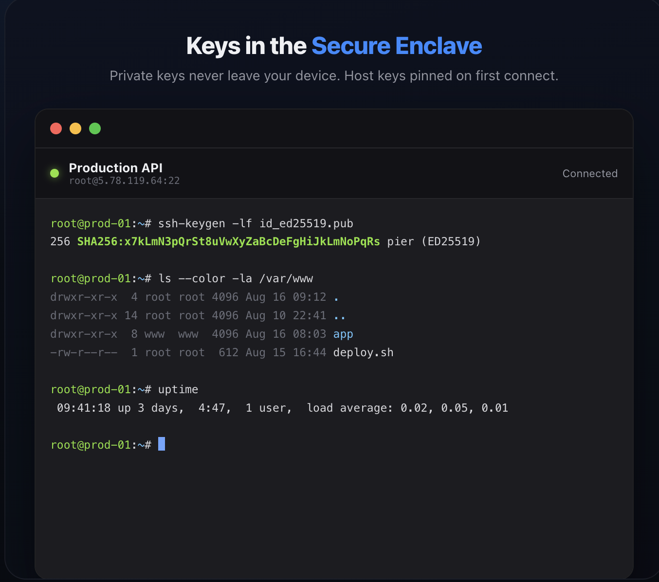 Pier secure SSH key workflow